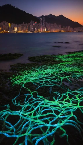 bioluminescence,neon body painting,light paint,light graffiti,busan sea,light trail,glow sticks,drawing with light,hong kong,glow in the dark paint,light drawing,long exposure light,environmental art,light art,algae,light trails,busan,long exposure,fiber optic light,busan night scene,Art,Artistic Painting,Artistic Painting 04