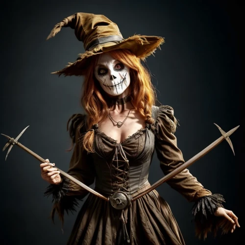 dance of death,halloween witch,voodoo woman,the witch,la catrina,danse macabre,witch broom,catrina calavera,witch,huntress,scary woman,woman of straw,la calavera catrina,skull bones,scarecrow,catrina,celebration of witches,sorceress,skull rowing,pirate