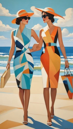 summer beach umbrellas,art deco woman,retro women,1940 women,art deco,beach goers,beach towel,vintage art,vintage illustration,travel poster,carol colman,beach defence,vintage women,two piece swimwear,vintage fashion,art deco background,retro pin up girls,sun hats,vintage man and woman,vintage print,Illustration,Vector,Vector 18