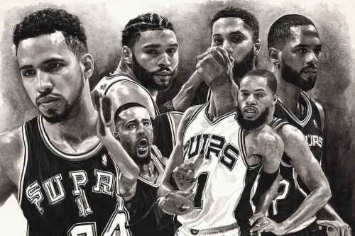 big 5,nba,warriors,spurs,hall of fame,charcoal,charcoal drawing,kings,morgan +4,offense,five,curry,happy birthday banner,chalk drawing,the game,banners,the fan's background,four seasons,oil painting on canvas,grayscale,Conceptual Art,Fantasy,Fantasy 17