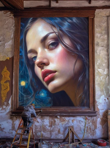 italian painter,meticulous painting,graffiti art,street artist,painter,fantasy art,street art,art painting,streetart,fantasy portrait,mystical portrait of a girl,artist,mural,painting,street artists,painting work,graffiti,painting technique,urban street art,city ​​portrait,Illustration,Realistic Fantasy,Realistic Fantasy 03