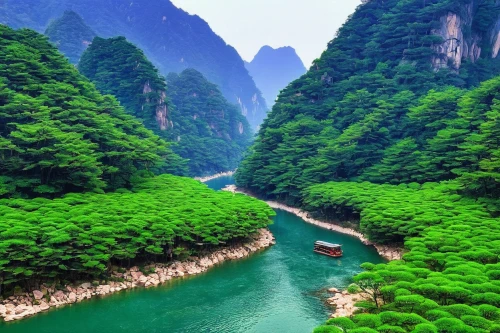 green trees with water,green landscape,river landscape,guilin,wuyi,green forest,green waterfall,guizhou,huangshan mountains,green water,mountainous landscape,zhangjiajie,beautiful landscape,nature landscape,huangshan maofeng,green trees,huashan,viet nam,greenery,vietnam,Illustration,American Style,American Style 12