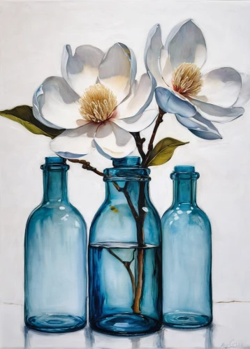 white magnolia,magnolias,magnolia,still life of spring,blue star magnolia,magnolia flowers,cloves schwindl inge,carol colman,star magnolia,cherokee rose,blue and white porcelain,flower painting,glass painting,carol m highsmith,magnolia blossom,magnoliengewaechs,almond blossoms,oil painting on canvas,junshan yinzhen,pasque-flower,Illustration,Paper based,Paper Based 20