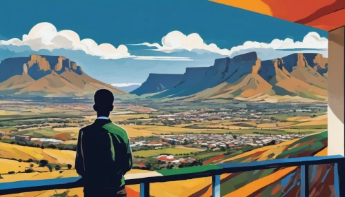 travel poster,stellenbosch,cableway,basotho,south africa,table mountain,overlook,beatenberg,world digital painting,eastern cape,background image,game illustration,sani pass,mountains,panoramical,digital nomads,la rioja,the spirit of the mountains,muizenberg,el salvador dali,Conceptual Art,Oil color,Oil Color 24