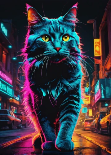 cat vector,alley cat,street cat,neon body painting,neon,cartoon cat,cat,maincoon,neon lights,animal feline,feline,cyberpunk,vector illustration,neon light,katz,black cat,80s,pink cat,the cat,cat image,Photography,Artistic Photography,Artistic Photography 05