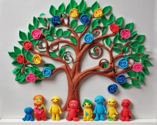 pacifier tree,penny tree,family tree,colorful tree of life,cardstock tree,tree toppers,fruit tree,marzipan figures,pome fruit family,soapberry family,mirabelle tree,flourishing tree,wooden toys,nursery decoration,mulberry family,clay figures,jaggery tree,acerola family,ginger family,flower tree,Unique,3D,Clay