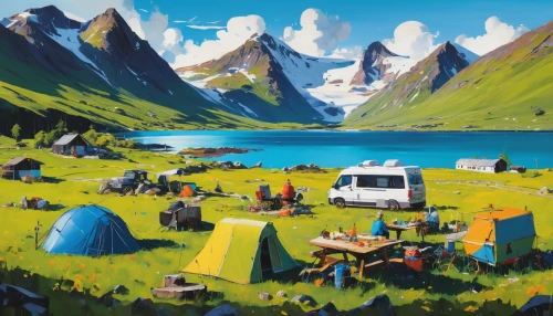 travel trailer poster,campsite,campground,tourist camp,campervan,campire,camping,caravanning,motorhomes,tents,camper,digital nomads,caravan,camping tents,travel trailer,vanagon,camper van,camping car,nordland,small camper,Conceptual Art,Oil color,Oil Color 07