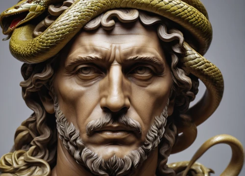 asclepius,poseidon god face,emperor snake,gorgon,medusa,rod of asclepius,neptune,vatican museum,head ornament,2nd century,claudius,biblical narrative characters,poseidon,snake's head,medusa gorgon,king david,byzantine,serpent,thracian,dornodo,Photography,General,Natural