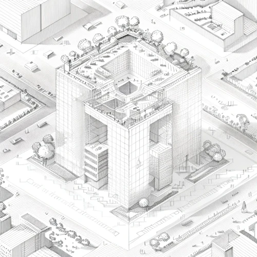 skyscraper town,metropolis,skyscraper,city blocks,kirrarchitecture,isometric,the skyscraper,stalin skyscraper,industrial ruin,silo,skyscrapers,urban design,to build,residential tower,multi-storey,dystopian,escher,high-rise building,concrete plant,steel tower,Design Sketch,Design Sketch,Fine Line Art