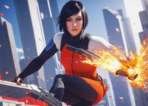 gentiana,orange,fiery,nova,renegade,flame robin,lady medic,mulan,shepard,symetra,neottia nidus-avis,dynamite,bright orange,wasp,vector,sprint woman,explosions,nora,katana,action-adventure game,Illustration,Retro,Retro 11