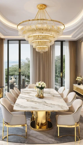 luxury home interior,breakfast room,dining room,dining room table,gold stucco frame,dining table,luxury property,great room,luxurious,luxury real estate,gold wall,contemporary decor,modern decor,kitchen & dining room table,luxury,chandelier,family room,gold lacquer,livingroom,centrepiece,Illustration,American Style,American Style 05
