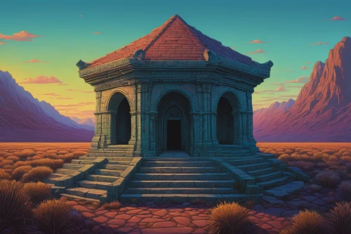 mausoleum ruins,temples,mortuary temple,temple fade,ancient house,tombs,ruins,ancient city,egyptian temple,wishing well,temple,stone desert,monolith,sepulchre,ruin,witch's house,ancient buildings,sunken church,ancient,necropolis,Conceptual Art,Daily,Daily 25