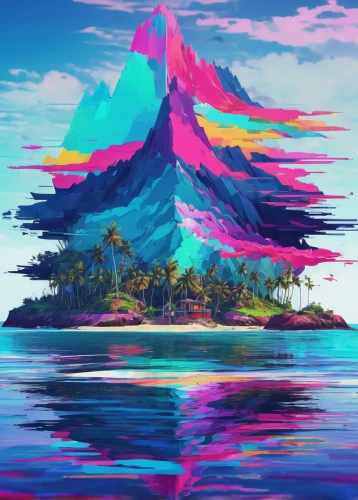 island,island suspended,floating island,uninhabited island,an island far away landscape,colorful background,rainbow background,islands,isle,delight island,the island,flying island,acid lake,tropical island,lagoon,mountain and sea,mushroom island,diamond lagoon,background colorful,colorful water,Conceptual Art,Daily,Daily 21