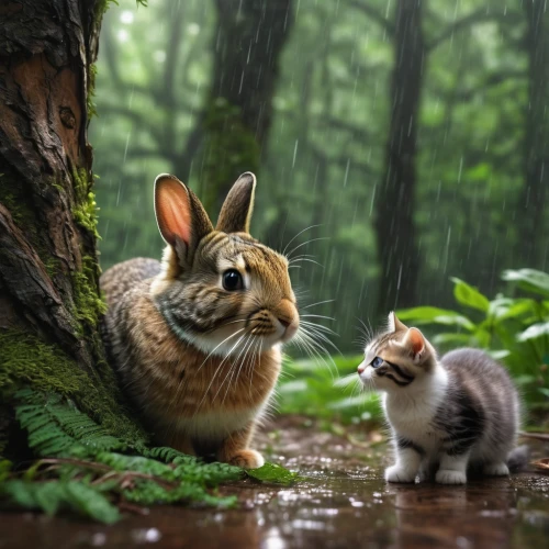 cute animals,rain cats and dogs,my neighbor totoro,rabbit family,woodland animals,mountain cottontail,european rabbit,wild rabbit,rabbits and hares,forest animals,rainy day,eastern cottontail,rabbits,snowshoe hare,cute animal,cottontail,mother earth squeezes a bun,wood rabbit,little rabbit,baby rabbit,Photography,General,Natural