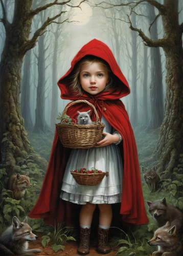 little red riding hood,red riding hood,red coat,the little girl,children's fairy tale,black forest,woman holding pie,girl picking apples,fairy tale character,girl with bread-and-butter,children's background,mystical portrait of a girl,pied piper,the witch,child portrait,child fox,child with a book,red tablecloth,girl with cereal bowl,girl in the kitchen,Conceptual Art,Fantasy,Fantasy 29