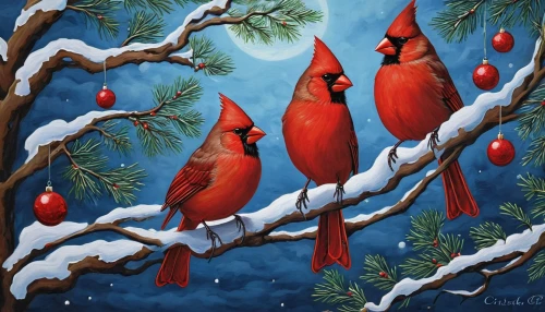 robins in a winter garden,cardinals,carolers,carol singers,finches,birds on a branch,birds on branch,house finches,songbirds,tree decorations,christmas motif,bird painting,northern cardinal,tree toppers,society finches,christmas animals,red cardinal,passerine parrots,red feeder,christmas landscape,Illustration,Black and White,Black and White 07