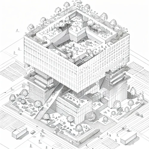 isometric,menger sponge,kirrarchitecture,city blocks,citadel,urban design,skyscraper town,multi-storey,cubic,building honeycomb,maze,escher,school design,cubic house,multi-story structure,mixed-use,brutalist architecture,town planning,peter-pavel's fortress,archidaily,Design Sketch,Design Sketch,Fine Line Art