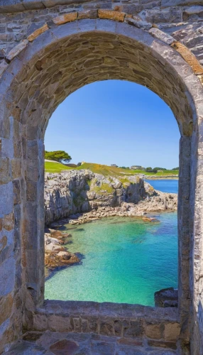 window with sea view,scilly,isles of scilly,bretagne,ireland,cornwall,sicily window,nubble,donegal,puglia,window to the world,la perouse,sardinia,orkney island,porthole,limestone arch,the window,stone oven,rottnest island,finistère,Art,Classical Oil Painting,Classical Oil Painting 40