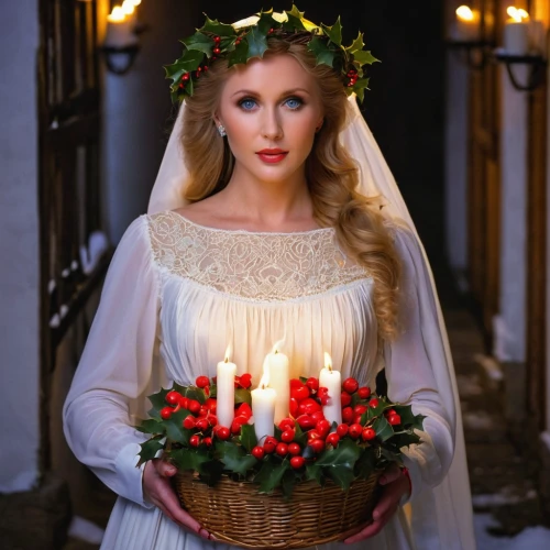 jessamine,candlemas,dead bride,bridal,the angel with the veronica veil,girl in a wreath,the night of kupala,russian traditions,christmas angel,paganism,bride,candlemaker,advent wreath,wedding photography,christmas woman,holly wreath,the first sunday of advent,bridal dress,flower crown of christ,bridal clothing,Photography,General,Natural