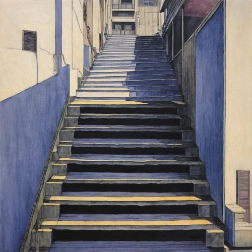 gordon's steps,stairway,majorelle blue,icon steps,stairwell,outside staircase,stair,steps,staircase,stairs,girl on the stairs,olle gill,stieglitz,oberlo,foot steps,morbier,winding steps,spanish steps,narrow street,terraced,Illustration,Japanese style,Japanese Style 18