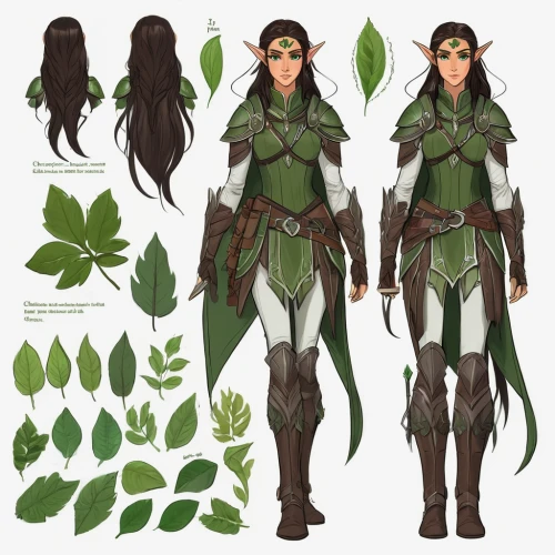 elven,druid,dryad,anahata,aquatic herb,water-leaf family,dogbane family,elven forest,background ivy,wood elf,bunches of rowan,mugwort,green bean,nightshade plant,the leaves of chestnut,elves,the enchantress,ivy,elven flower,tilia,Unique,Design,Character Design