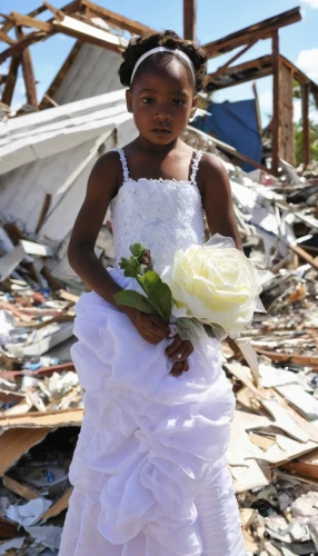 destroyed houses,haiti,calamities,little girl in pink dress,girl in white dress,environmental destruction,home destruction,bridal clothing,children of uganda,girl in a historic way,dowries,wedding dresses,bridal dress,dead bride,hurricane katrina,quinceañera,overskirt,teaching children to recycle,building rubble,rubble,Photography,Fashion Photography,Fashion Photography 19