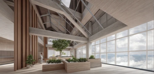 sky apartment,wooden windows,timber house,archidaily,wooden beams,daylighting,wooden construction,sky space concept,modern office,lattice windows,concrete ceiling,folding roof,wood window,penthouse apartment,wooden roof,cubic house,3d rendering,kirrarchitecture,eco-construction,school design,Commercial Space,Restaurant,Japanese Zen