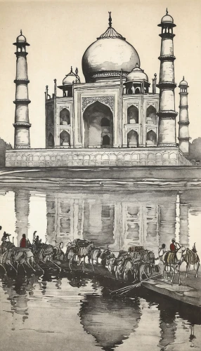 tusche indian ink,water palace,water transportation,ganges,taj mahal,pedal boats,taj-mahal,indian art,lithograph,tajmahal,imperial period regarding,agra,july 1888,delhi,new delhi,19th century,marble palace,bombay,pedalos,row boats,Illustration,Retro,Retro 25