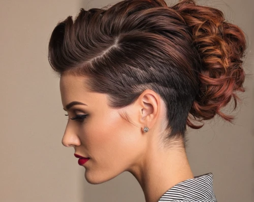 updo,asymmetric cut,mohawk hairstyle,rockabilly style,chignon,bun mixed,red chevron pattern,pompadour,hairstyle,pony tail,rockabilly,layered hair,artificial hair integrations,ponytail,feathered hair,geometric style,mohawk,buffalo plaid antlers,pony tails,hairstyles,Illustration,Realistic Fantasy,Realistic Fantasy 44