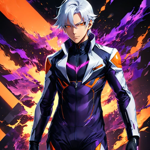 evangelion evolution unit-02y,evangelion unit-02,evangelion eva 00 unit,phoenix,omega,evangelion,sigma,eva unit-08,zero,dark suit,archer,grey fox,silver fox,ultraviolet,wiz,cynosbatos,persona,mercy,blaze,cg artwork,Illustration,Japanese style,Japanese Style 03