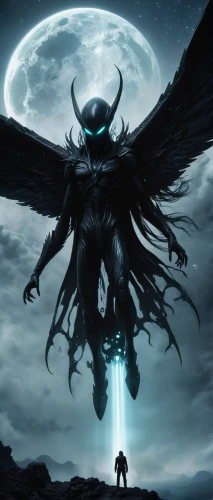 dark angel,black angel,angel of death,dark-type,the archangel,archangel,black raven,daemon,lucifer,garuda,black dragon,king of the ravens,shinigami,uriel,death angel,death god,heroic fantasy,spawn,angelology,fallen angel,Illustration,Realistic Fantasy,Realistic Fantasy 46