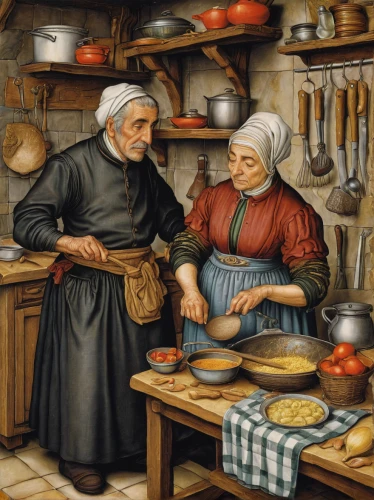 woman holding pie,cookery,girl in the kitchen,sicilian cuisine,girl with bread-and-butter,food preparation,cholent,soup kitchen,tjena-kitchen,schnecken,food and cooking,cookware and bakeware,old couple,kitchenware,candlemas,grandparents,viennese cuisine,basket maker,grant wood,david bates,Art,Classical Oil Painting,Classical Oil Painting 28