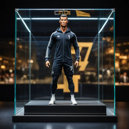 cristiano,3d figure,ronaldo,sports collectible,actionfigure,action figure,display dummy,game figure,sprint football,puma,articulated manikin,football gear,sports toy,sports uniform,football fan accessory,model train figure,the statue,mannequin,sportswear,display case,Photography,General,Cinematic