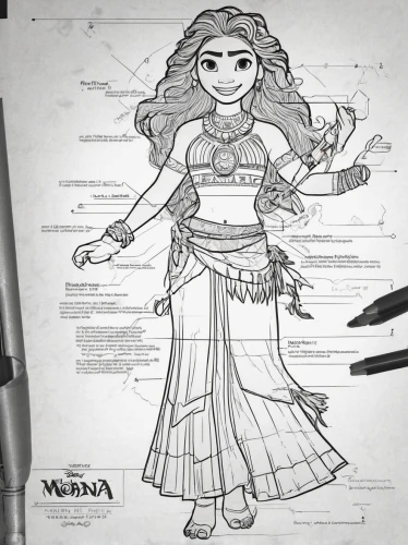 moana,merida,costume design,radha,princess anna,krishna,tarhana,animated cartoon,fashion sketch,aladha,animator,veena,tiana,sheet drawing,line-art,pocahontas,ramayan,saraswati veena,jasmine,wanda,Unique,Design,Blueprint