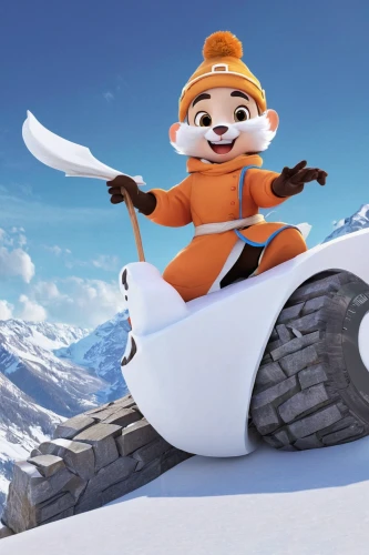 gnome skiing,gnome ice skating,crash-land,snow monkey,snowmobile,agnes,cute cartoon character,streetluge,ski mountaineering,chipmunk,olaf,winter tires,monoski,crash,ski race,ski,luge,alpine skiing,winter sports,scooter,Unique,3D,3D Character