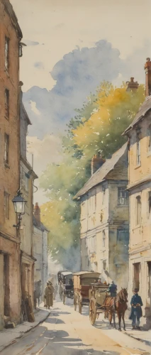 street scene,shaftesbury,village scene,robert duncanson,july 1888,old street,watercolour,watercolor shops,otley,eastgate street chester,dunrobin,watercolor,1900s,19th century,horse-drawn carriage,watercolor painting,straw carts,old avenue,lovat lane,plymouth cranbrook,Conceptual Art,Graffiti Art,Graffiti Art 06