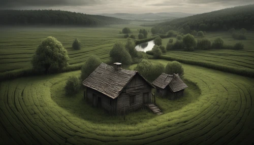 lonely house,home landscape,green landscape,rural landscape,farm landscape,green fields,little house,countryside,farmland,miniature house,ricefield,small house,photo manipulation,rural,vegetables landscape,farmstead,mushroom landscape,roof landscape,green grain,landscape background,Illustration,Realistic Fantasy,Realistic Fantasy 17