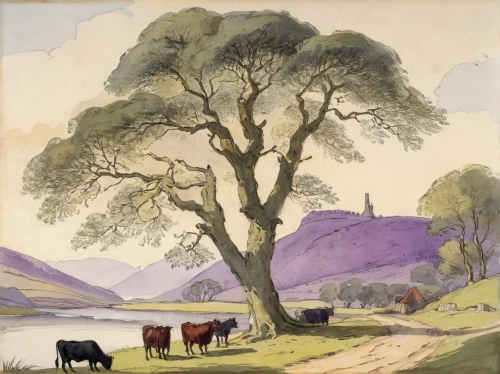 farm landscape,robert duncanson,rural landscape,glenclova,exmoor,braque d'auvergne,edward lear,gap of dunloe,mountain scene,walnut trees,gower,elm tree,charlotte cushman,yorkshire dales,wensleydale,village scene,david bates,brook landscape,landseer,glen of the downs,Illustration,Paper based,Paper Based 22