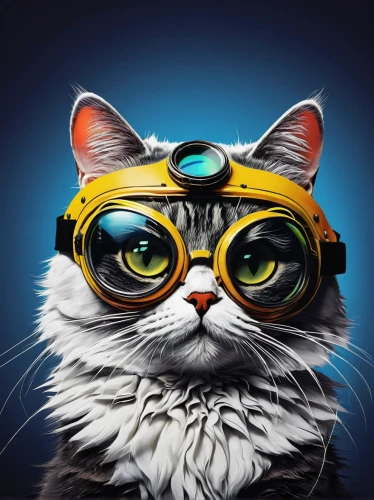 cat vector,cartoon cat,cat image,cat frame,cat on a blue background,spectacle,cat cartoon,milbert s tortoiseshell,cat portrait,reading glasses,cat sparrow,vintage cat,funny cat,cat-ketch,optician,illustrator,wearables,spectacles,swimming goggles,feline look,Illustration,American Style,American Style 12