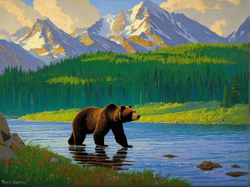 kodiak bear,brown bears,brown bear,alaska,denali,bear kamchatka,great bear,grizzly bear,kodiak,grizzlies,denali national park,bear guardian,teton,grizzly cub,bears,nordic bear,mountain scene,oil painting,american black bear,the bears,Art,Classical Oil Painting,Classical Oil Painting 27