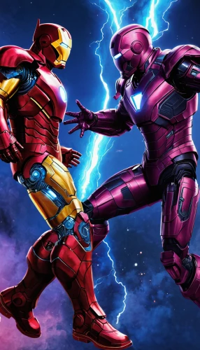 civil war,clash,duel,flash unit,versus,superhero background,cg artwork,bolts,marvel comics,confrontation,wall,fight,collision,sparring,ironman,fighting poses,iron-man,into each other,fist bump,iron man,Art,Artistic Painting,Artistic Painting 51