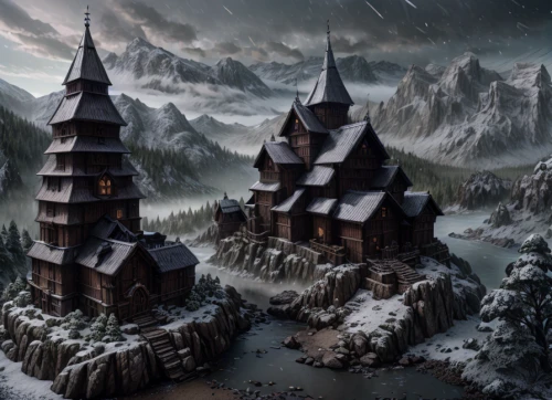 fantasy picture,winter village,hogwarts,fantasy landscape,witch's house,fairy tale castle,winter house,christmas landscape,fantasy city,mountain settlement,snow house,fairytale castle,fantasy art,witch house,mountain village,elves flight,alpine village,ice castle,winter magic,medieval town