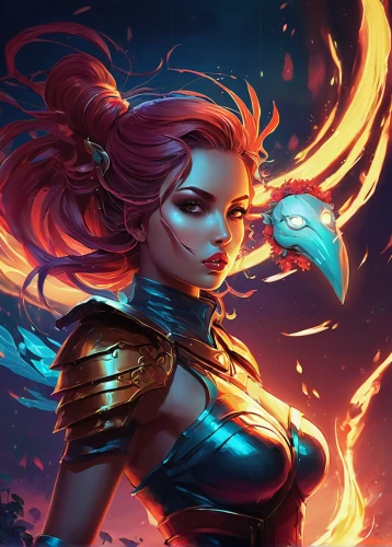 phoenix rooster,fire background,fire angel,nami,fire siren,flame spirit,fire artist,fiery,phoenix,fire birds,elza,rosella,fire master,flame of fire,fantasy portrait,symetra,rosa ' amber cover,mina bird,firedancer,cg artwork,Conceptual Art,Fantasy,Fantasy 21