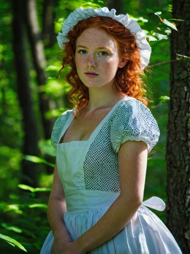 jane austen,country dress,milkmaid,redhead doll,southern belle,raggedy ann,folk costume,faery,girl in white dress,victorian lady,celtic woman,hoopskirt,girl in a historic way,fae,fairy tale character,portrait photography,girl in the garden,maci,faerie,portrait photographers,Art,Classical Oil Painting,Classical Oil Painting 36