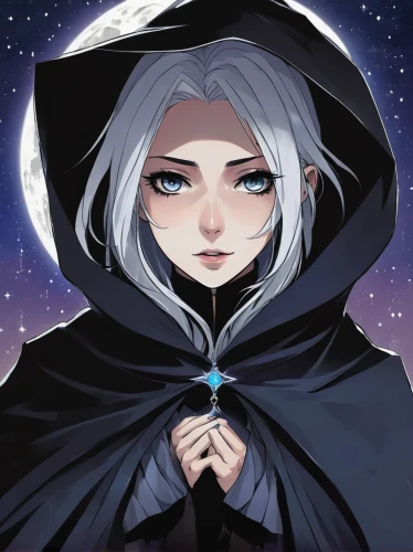 white rose snow queen,the witch,a200,sorceress,luna,merlin,witch's hat icon,star mother,witch,caerula,piko,cloak,magus,aurora,star of the cape,the snow queen,eris,mage,game illustration,nightingale,Illustration,Japanese style,Japanese Style 06