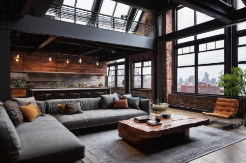 loft,apartment lounge,penthouse apartment,brownstone,living room,shared apartment,modern decor,contemporary decor,interior design,livingroom,an apartment,brick house,wooden windows,homes for sale in hoboken nj,window frames,apartment,wooden beams,red brick,rustic,great room,Illustration,Realistic Fantasy,Realistic Fantasy 04