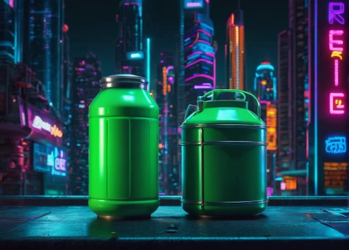 gas bottles,neon drinks,bottles,neon cocktails,cyberpunk,drink icons,glass bottles,android inspired,waste bins,gas bottle,android,cinema 4d,plastic bottles,neon light drinks,pixel cells,garbage cans,android icon,cylinders,cans of drink,paint cans,Conceptual Art,Sci-Fi,Sci-Fi 26