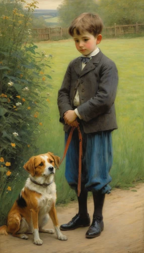 boy and dog,girl with dog,little boy and girl,child portrait,young couple,father with child,companion dog,bouguereau,children,childs,kennel club,vintage boy and girl,english shepherd,nicholas boots,boy and girl,beaglier,school children,two dogs,playing dogs,walk with the children,Art,Classical Oil Painting,Classical Oil Painting 13