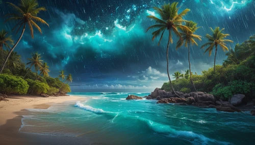 ocean background,tropical sea,ocean paradise,tropical beach,fantasy landscape,fantasy picture,dream beach,ocean waves,beach landscape,blue hawaii,tidal wave,emerald sea,ocean,sea storm,tropical island,beach scenery,tropics,landscape background,beautiful beach,world digital painting,Photography,General,Natural