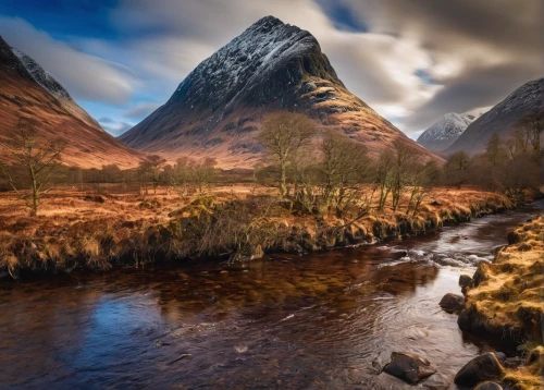 glencoe,scottish highlands,scotland,landscape photography,highlands,landscapes beautiful,mountain river,north of scotland,the valley of the,three peaks,mountain stream,bullers of buchan,aberdeenshire,fallen giants valley,dove lake,river landscape,lake district,autumn mountains,wales,mountain landscape,Illustration,Realistic Fantasy,Realistic Fantasy 02